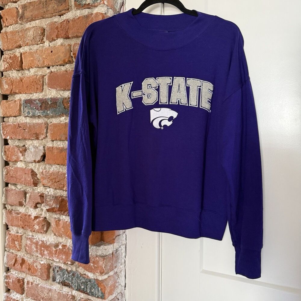 K-State Wildcats Womens L Shirt Long Sleeve Embroidered Purple Soft Kansas State